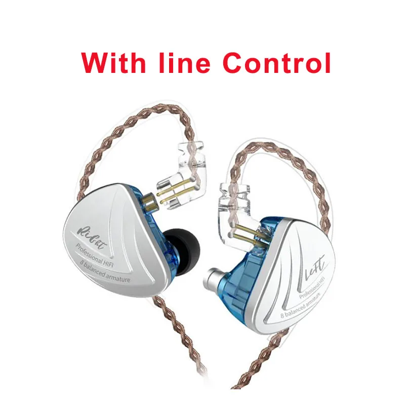 Blue line control Оригинальные KZ AS16 проводные наушники-вкладыши с шумоподавлением акустическая технология HiFi движущиеся железные высокочастотные чувствительные наушники - Цвет: Blue line control