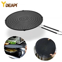 ydeapi silicone splatter guard nonstick oil grease pan lid oil proof splash cover frying protection mat non slip handle pot