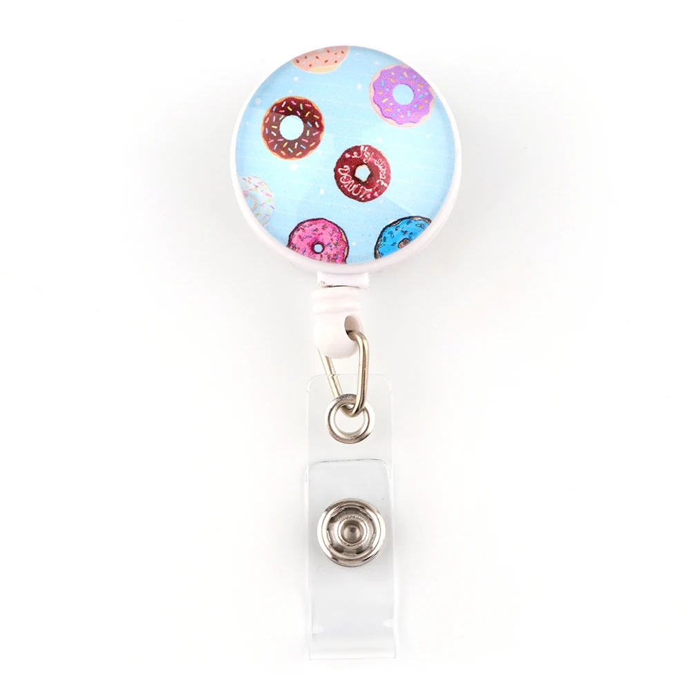 

CB698 Donuts Badge Holder Retractable Nurse Badge Holder Students ID Card Holder Name Badge Reel Key Holder School Supplies