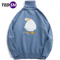 TEDSN вязаный свитер водолазка утка гусь мужской женский мультфильм 2021 корейский стиль джемпер Harajuku пуловер Женская Зима