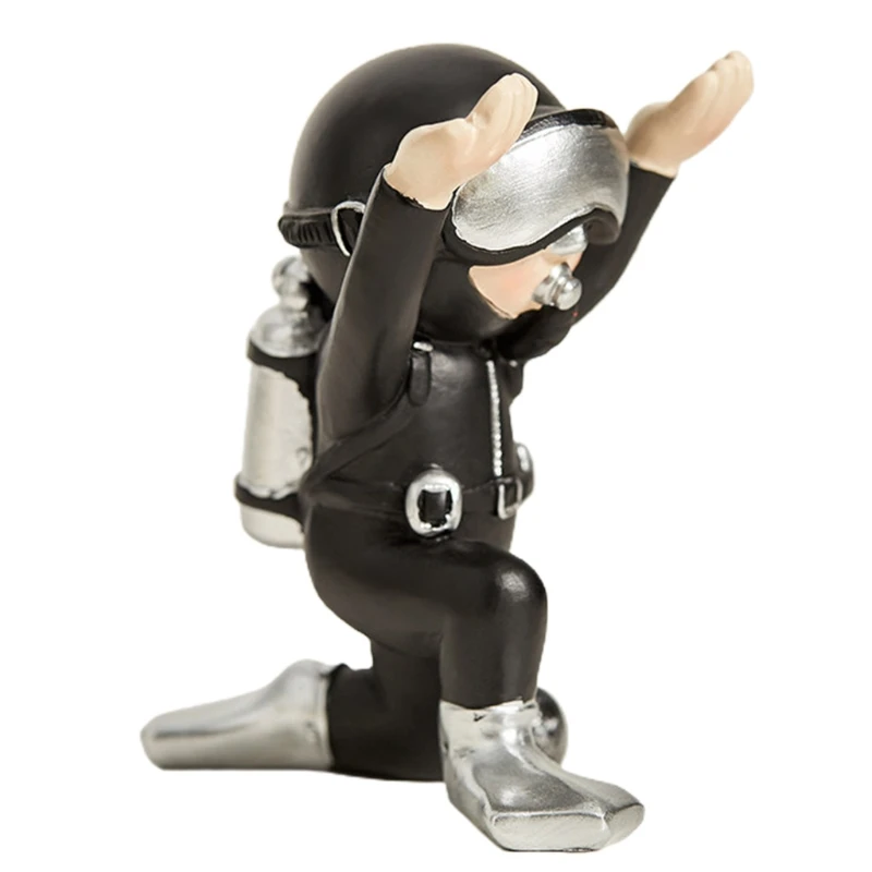 

M17F Pen Holder Gold/Silver Sitting Diver Statue Height 3.54in/3.94in Desk Decorations for Birthday Gift Home Office Decor