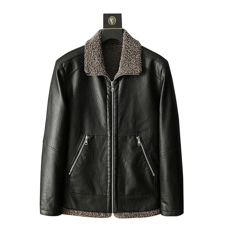 2019 High Quality PU Leather Jackets Men Autumn Solid Stand Collar Fashion Men Jacket Jaqueta Masculina 4XL