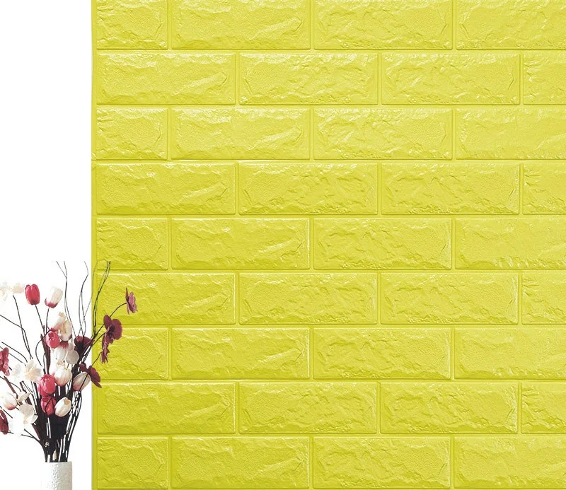 Yellow 70*77 см DIY самоклеющиеся 3D кирпичные настенные наклейки Декор для гостиной пенопластовое водонепроницаемое покрытие для стен для детей Rm tv Background-W001 - Цвет: Yellow