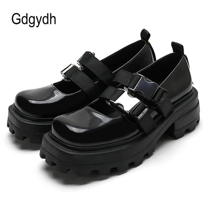 

Gdgydh Mary Jane Women's Shoes New Fashion Comfortable Retro Double Buckle Small Leather Shoes Women Pumps Rubber Sole Hot INS