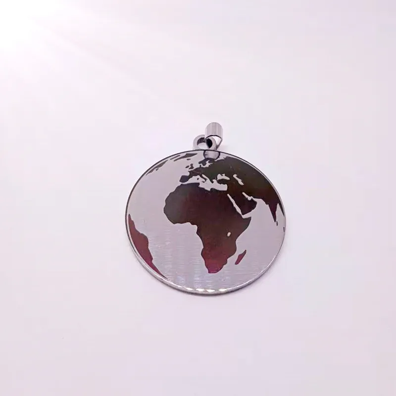 Ожерелья из нержавеющей стали с кулон картой мира Земли ожерелья изображением