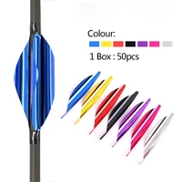 50pcs hottest archery spin vanes 1 8 inch spiral feather rw diy arrow archery with sticker tape arrow accessories