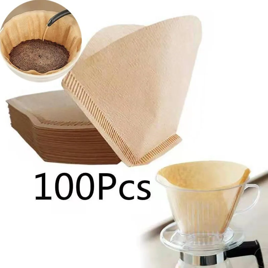 

100pcs Coffee Paper Filter For Coffee Hand-poured Coffee Filter Drip 2-4 Cup Brand New And High Quality