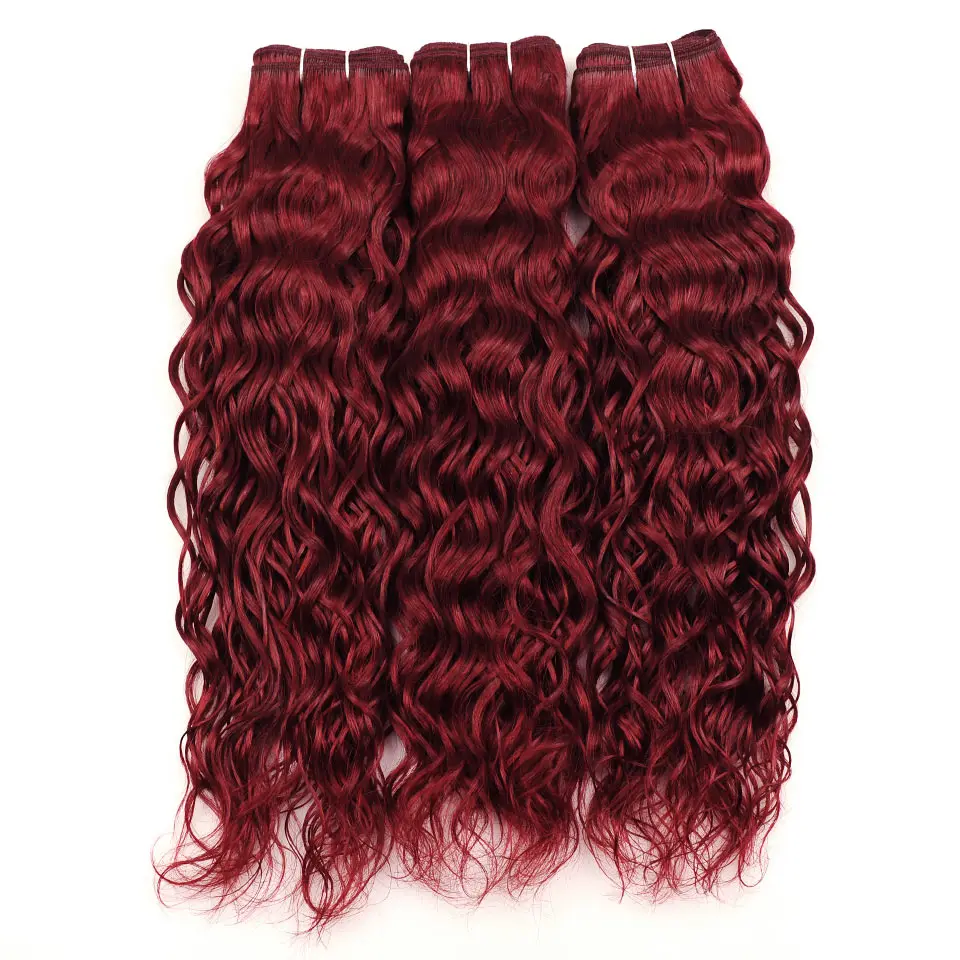 Pinshair, бордовые пряди, красные перуанские волнистые волосы, 3 пряди, 99J, 100 человеческие вплетаемые волосы для наращивания, толстые пряди, не реми волосы