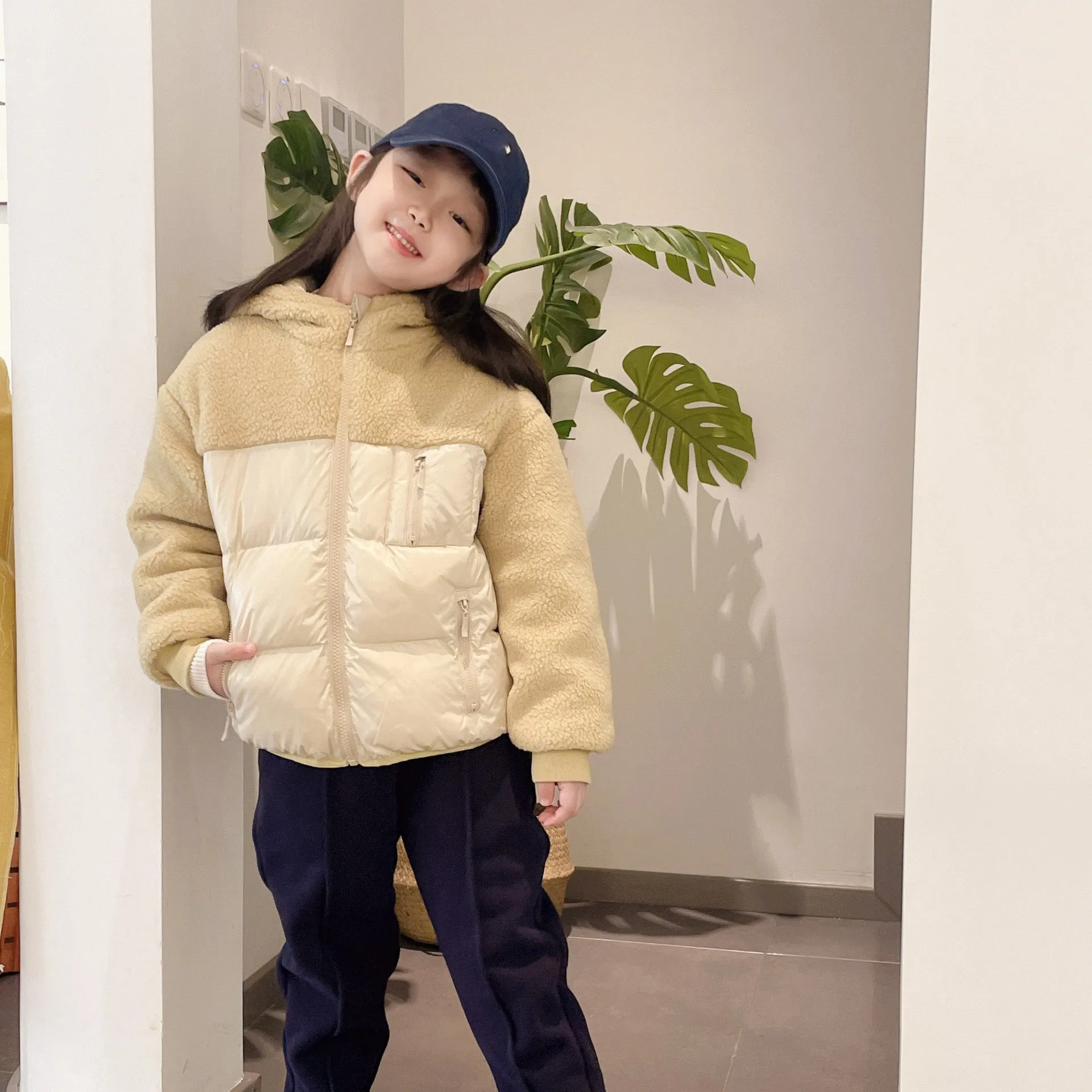 

Детская куртка на хлопковом наполнителе из бархата ягненка, сохраняющая тепло, стеганая куртка, зимняя одежда