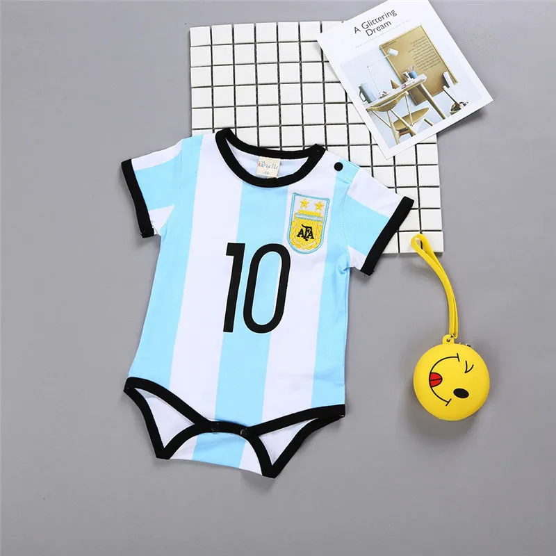 Летний для новорожденных Спортивный Футбольный Комбинезон маленьких мальчиков