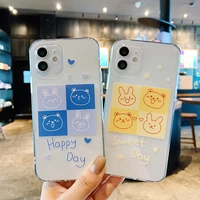transparent cute rabbit phone case for iphone 11 12 pro max 12 mini x xs max xr 6 7 8 plus painted cartoon soft silicone cover
