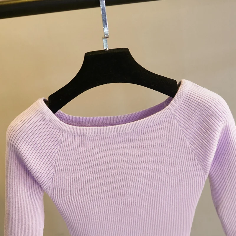 Свитер женский трикотажный GIGOGOU осенне-весенние пуловеры с открытыми плечами и