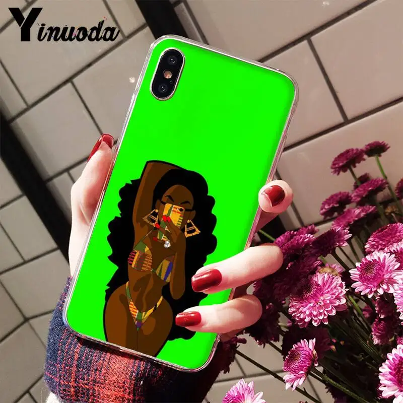 

Yinuoda Black Girl Magic Silicone Black Phone Case for iPhone 8 7 6 6S Plus X XS MAX 5 5S SE XR 11 11pro promax