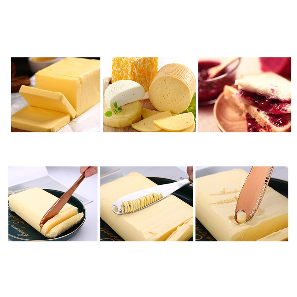 

Multifunctional stainless steel butter knife with hole cheese dessert jam knife tableware kitchen tool toast bread knife