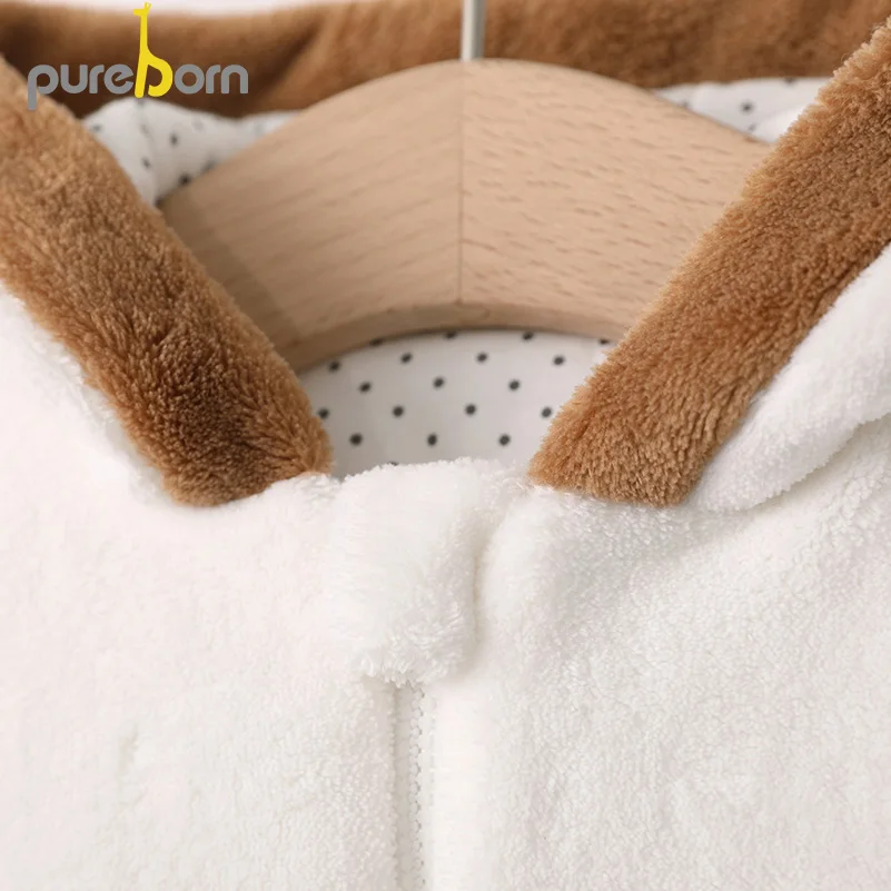 Pureborn Unisex Baby Coat Cartoon Hooded Fleece Quilted Cotton Lined Jacket for Toddler Girls and Boys Winter Thick Clothes | Детская