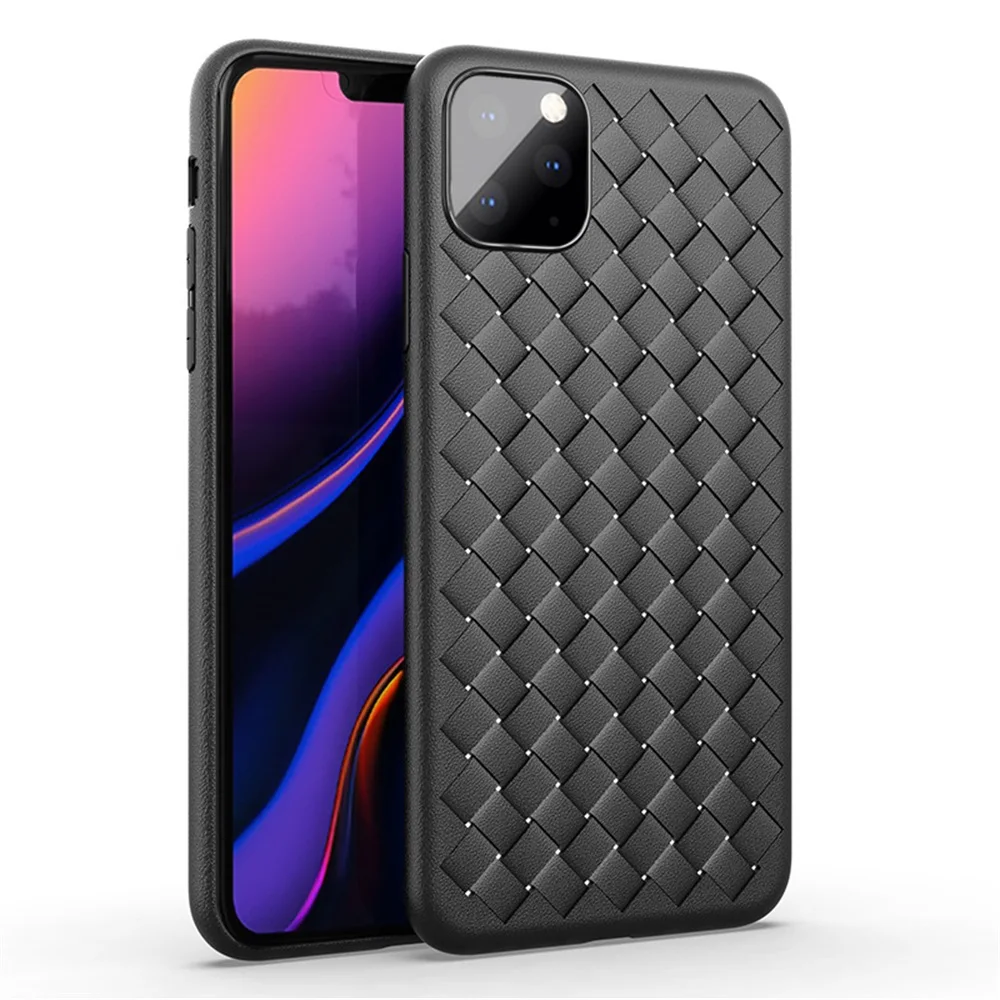 for iphone 11 case weave leather skin soft silicon black coque cover for iphone 1111 pro11 pro max free global shipping