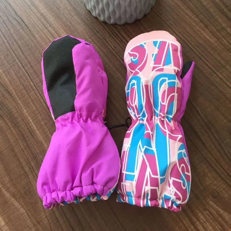 New Children Ski Glove Letter Printing Long Cold Waterproof Windproof Gloves Waterproof windproof Children gloves