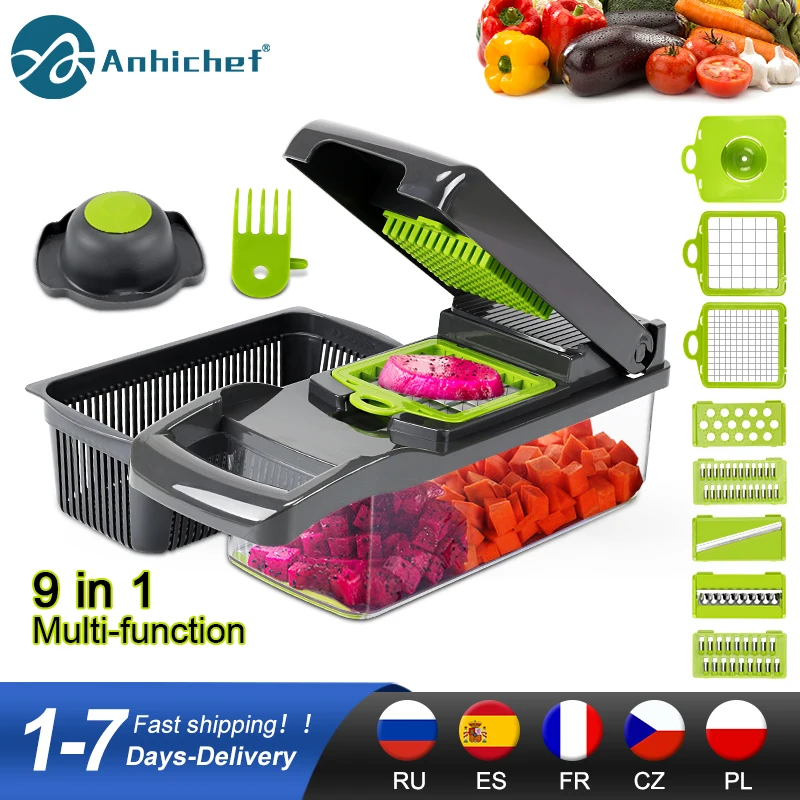Coupe-légumes multifonctionnel éplucheur de fruits et de pommes de terre râpe à carottes accessoires