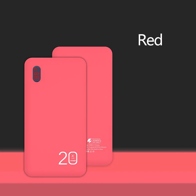 Red TUOSHIKE power Bank 20000 мАч светодиодный цифровой дисплей внешняя батарея для Iphone samsung Xiaomi huawei с кабелем портативный Банк питания - Цвет: Red