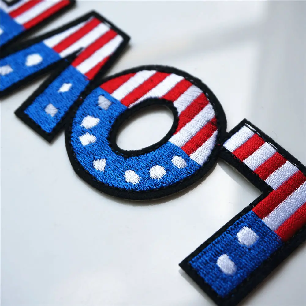 Вышитые нашивки LOVE USA Flag Пришивные термоклейкие Значки для одежды DIY Аппликации