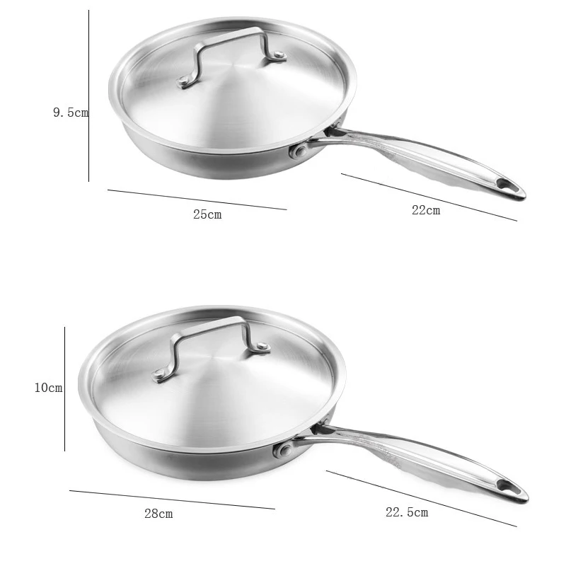 Вок с антипригарным покрытием 304 Нержавеющая сталь сковородка для жарки бытовой