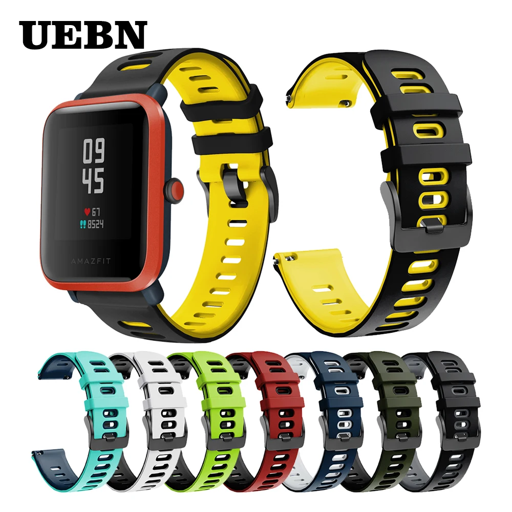 Ремешок UEBN силиконовый для Huami Amazfit Bip S спортивный браслет часов amazfit GTS GTR 42 мм 20