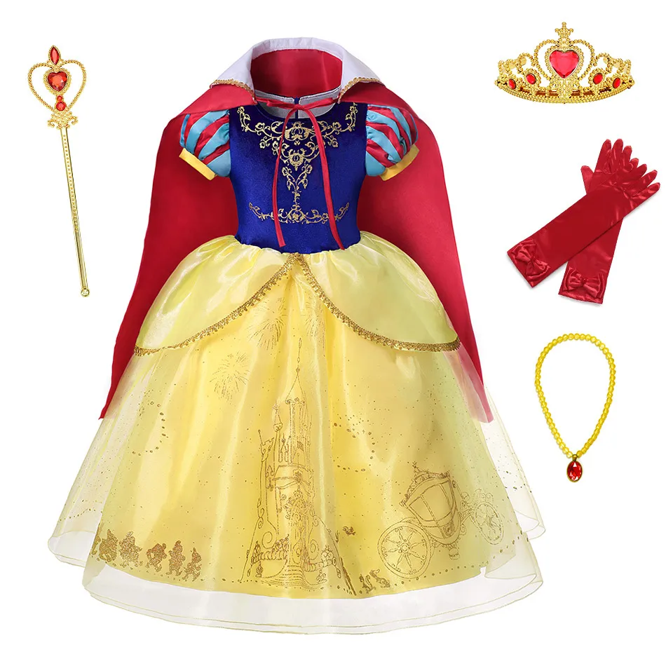 Бальное платье Белоснежки с накидкой для девочек классическое принцессы в