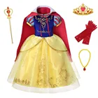 Бальное платье Белоснежки с накидкой для девочек, классическое платье принцессы в винтажном стиле, платье для рождественской вечеринки, косплей, белоснежные наряды