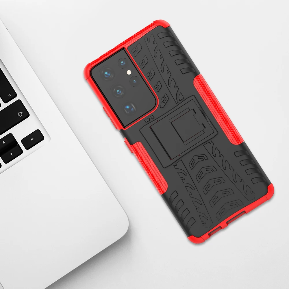 for samsung galaxy s21 ultra case anti knock bumper heavy duty armor stand silicone phone back cover samsung s21 ultra 5g case free global shipping