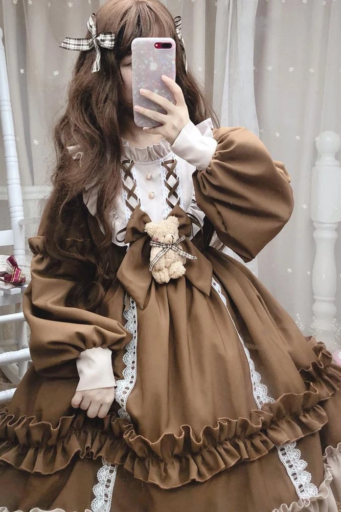 

2020 sweet lolita dress autumn and winter op long-sleeved lolita skirt schoolgirl spot daily retro cute princess dress