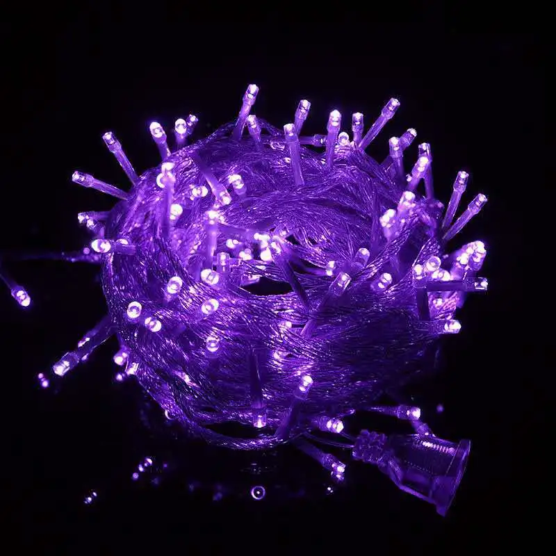 Purple 10 м 20 м 30 м 50 м 100 м гирлянда светодиодная Водонепроницаемая сказочная лампа Праздничная патио Рождественская вечеринка Свадебный декор AC 220 В/110 В Наружный свет - Испускаемый цвет: Purple