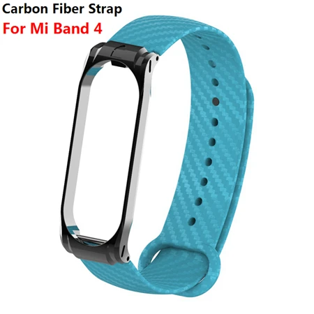 For Mi Band 4 Красочное углеродное волокно mi Band 4 ремешок для mi Band 4 Xiao mi Band 4 с металлической основой спортивный браслет для mi Band 3 замена - Цвет: For Mi Band 4
