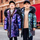 Детская пуховая куртка с капюшоном, водонепроницаемая пуховая парка с натуральным мехом, для мальчиков и девочек, для русской зимы, 2021 -30