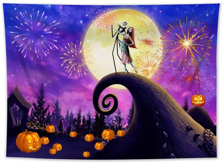 

Nightmare Before Christmas Tapestry Halloween Pumpkin Wall Hanging
