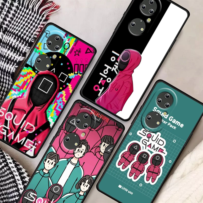 

Squid Game TV 456 For Huawei P50 P40 P30 P20 Pro Plus P10 P9 P8 Lite 2019 2017 RU E Mini Funda Capa Black Phone Case
