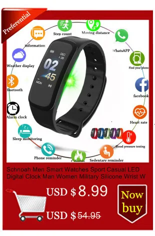 Schnoah Смарт-часы для мужчин и женщин спортивные часы Montre Homme Reloj Inteligente Mujer Facebook уведомления о сообщениях фитнес-часы