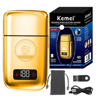 kemei km tx3 metal reciprocating led display electric shaver usb golden bald hair clipper shaver