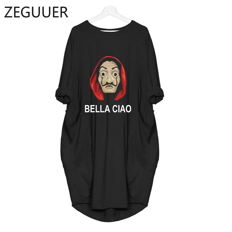 the house of paper dress money heist women casual dresses la casa de papel print funny long sleeve dresses for women party free global shipping