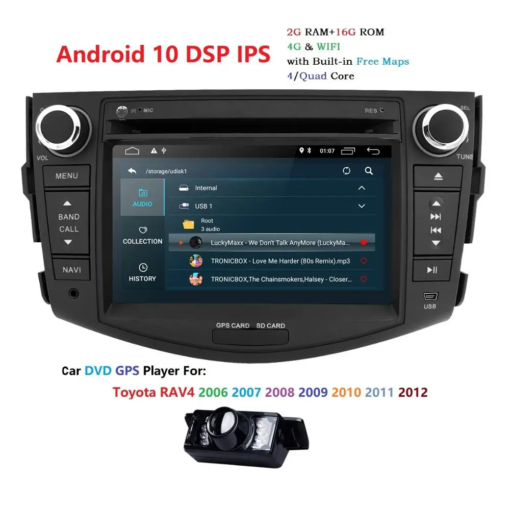 Автомобильная стереосистема на Android 10 для TOYOTA RAV4 DAB + WiFi TPMS FM DVB-T DVD Bluetooth GPS