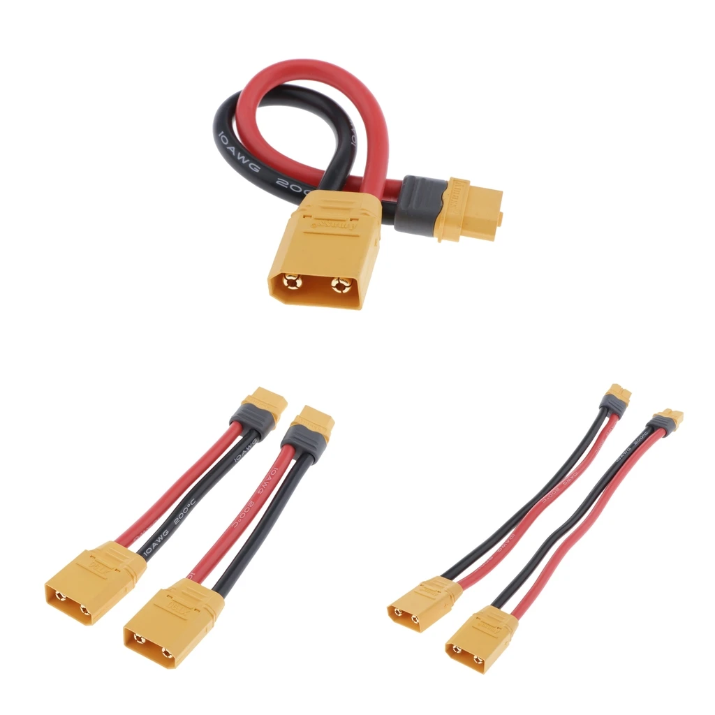 

Упаковка из 2 коннекторов XT60 «Мама» к коннектору XT90 «папа» 10AWG