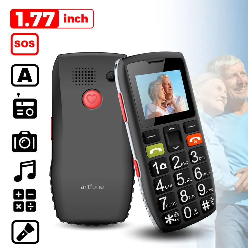 artfone c1 big button mobile phone for elderly unlocked senior mobile phone with sos emergency button1400mah battery free global shipping