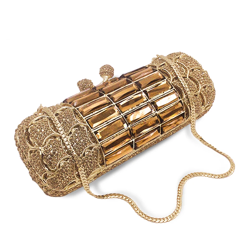 Модный женский золотой маленький кошелек с клапаном Роскошный кристаллами для