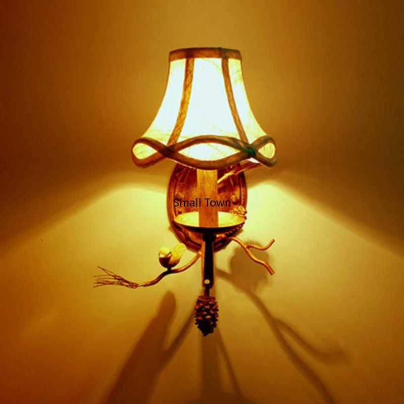

American Vintage Country Bird Background Wall Lamp Staircase Bedroom Living Room Creative Dining Room Mirror Lamp Home Decor