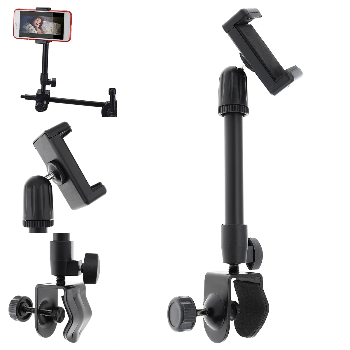 

Multifunction Live Broadcast Cell Phone Holder Bracket Tripod with Table Clip Lifting Extension Mount for Studio Vlog Video