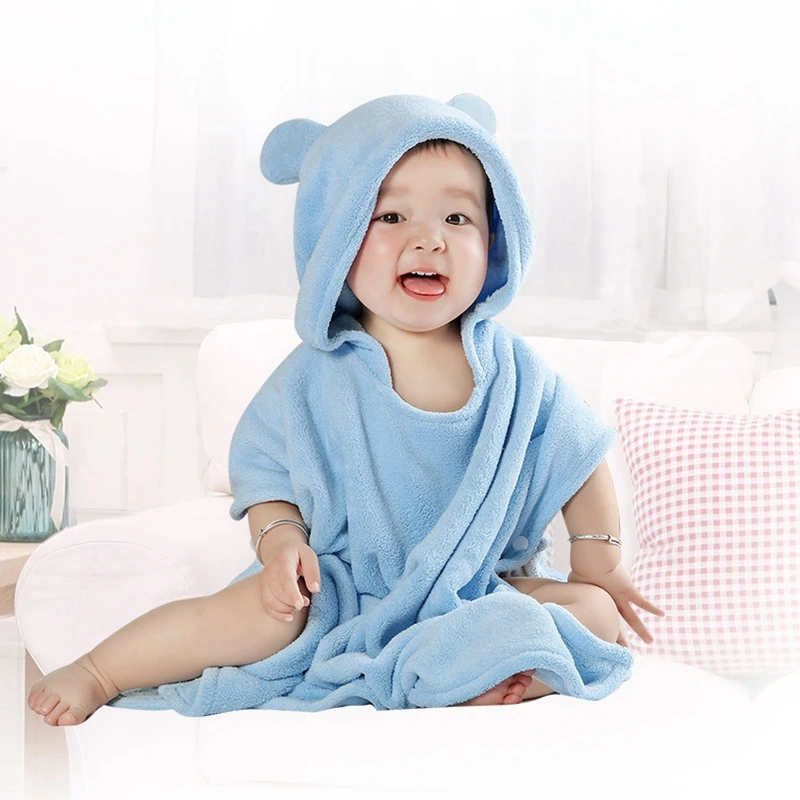 Детское банное полотенце с капюшоном супервпитывающий утолщенный банный халат