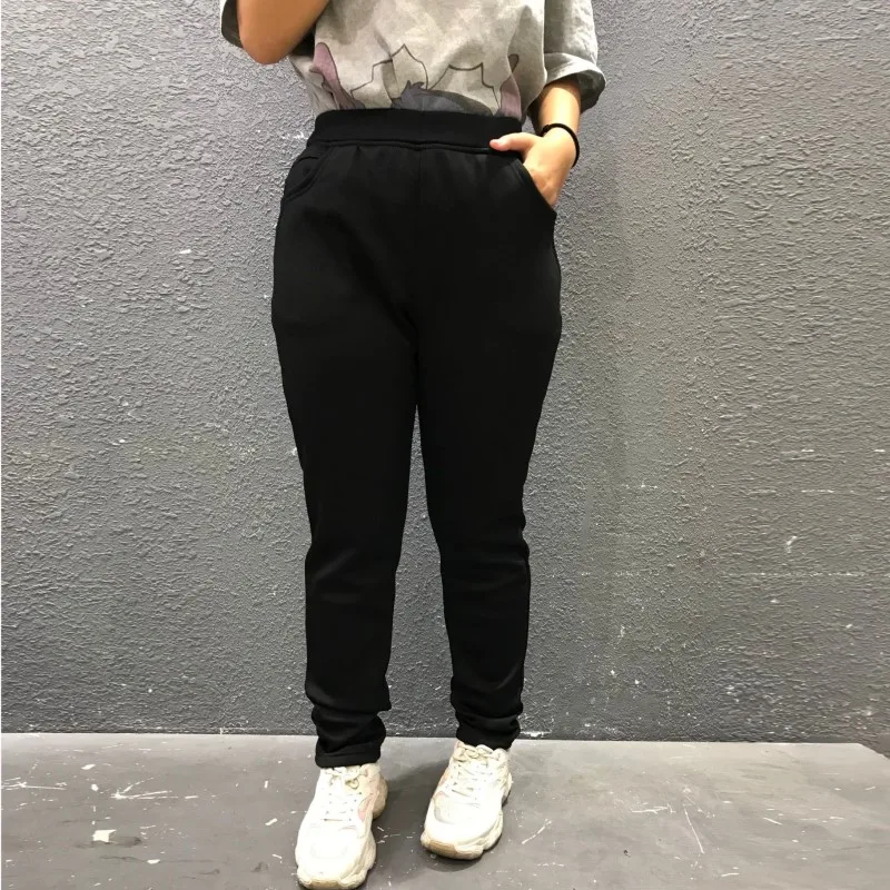 Plus Size 9XL 8XL 7XL Women Autumn Winter Long Thick Pants Femme High Waisted Stretched Black Trousers Ladies Velvet Warm Pants