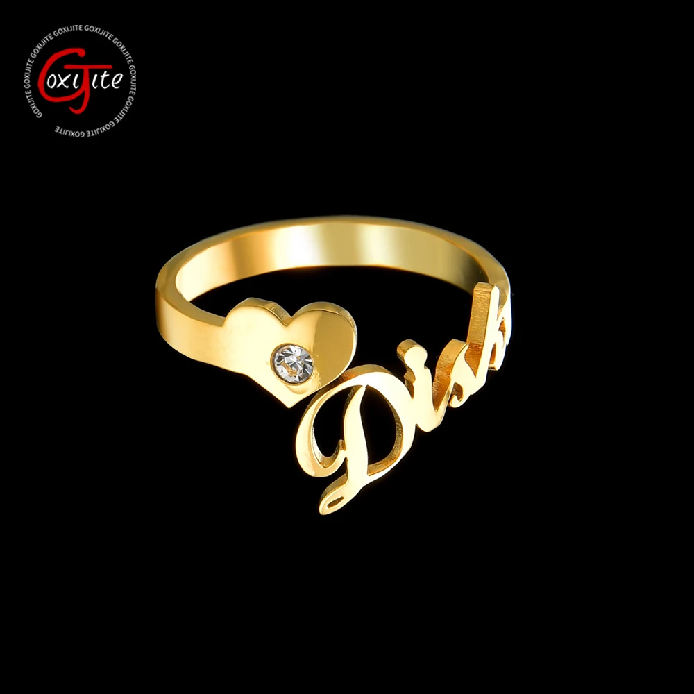 

Goxijite Personalized Name Open Ring For Female Custom Initial Letter Birth Stone Heart Nameplate Adjustable Rings Unique Gift