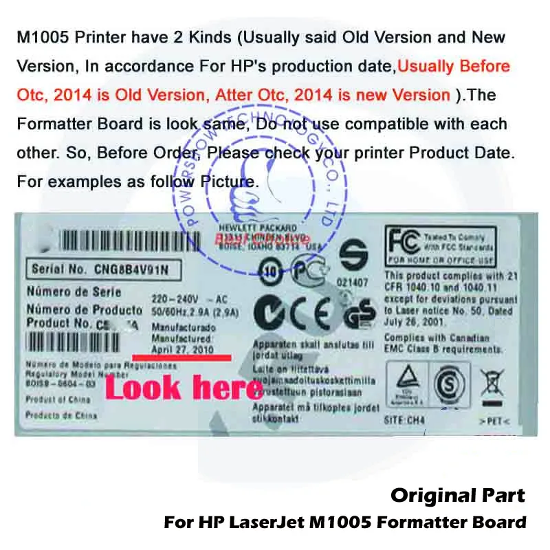 

Original New For HP LaserJet M1005 M1005 HP1005 Formatter Board Main Logic Board CB397-60001