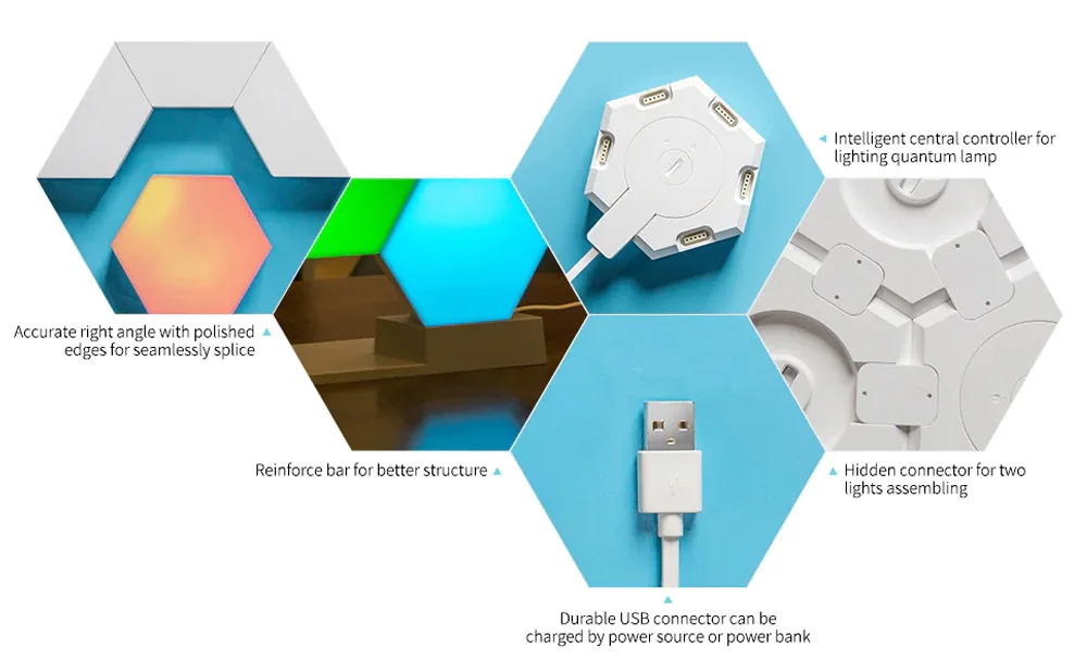 LifeSmart WiFi умный светодиодный квантовый светильник, комплект с 6 блоками и каменной основой, 16 миллионов цветов, Коло-светильник с Alexa Google Home