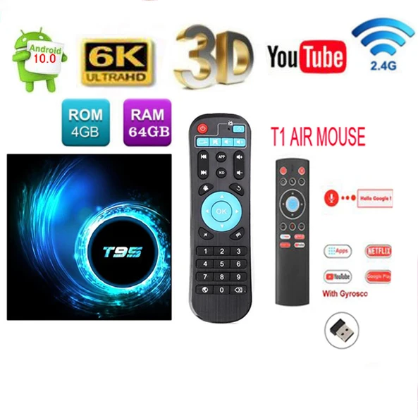 T95 H616 Android 10 приставка для ТВ 16G 64G Allwinner h616 дополнительный голосового air mouse